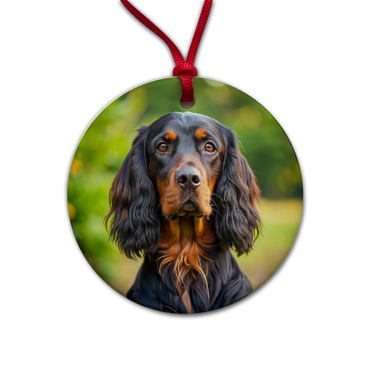 Gordon Setter Dog Photo Round Ceramic Holiday Christmas Tree Ornament