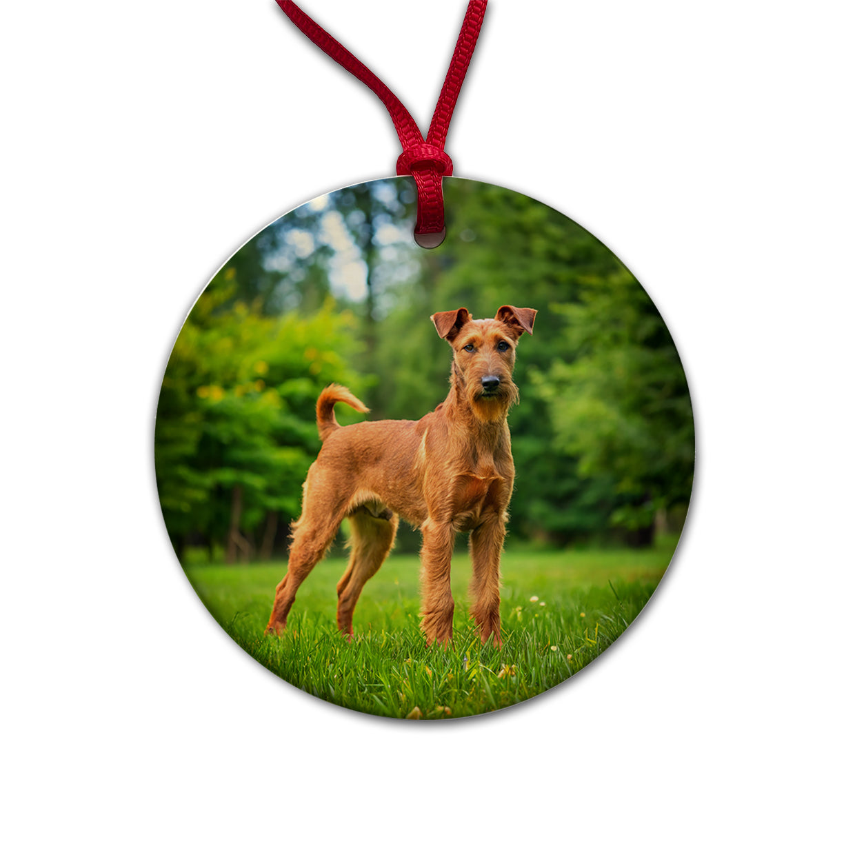 Irish Terrier Dog Photo Round Ceramic Holiday Christmas Tree Ornament