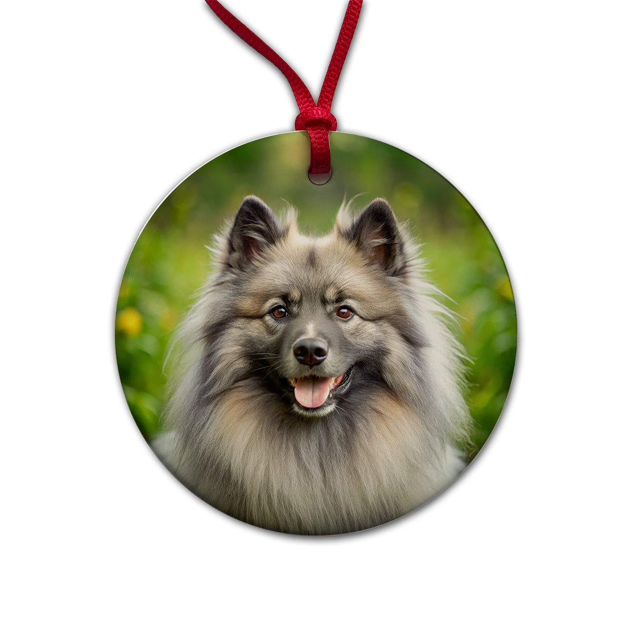Keeshond Dog Photo Round Ceramic Holiday Christmas Tree Ornament
