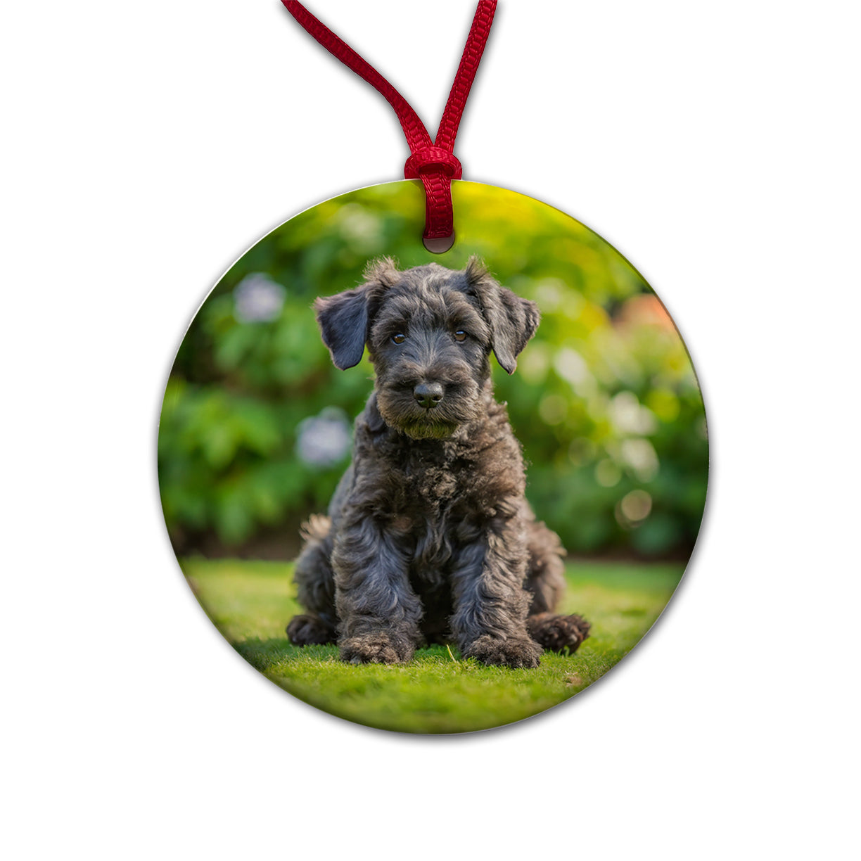 Kerry Blue Terrier Dog Puppy Photo Round Ceramic Holiday Christmas Tree Ornament