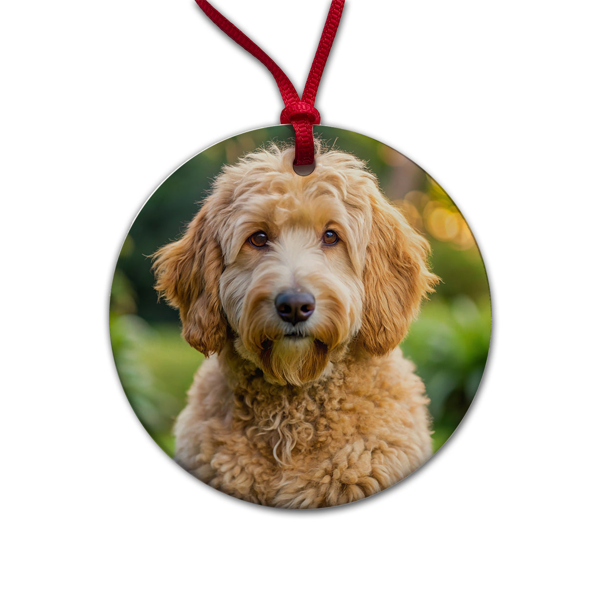 Labradoodle Dog Photo Round Ceramic Holiday Christmas Tree Ornament