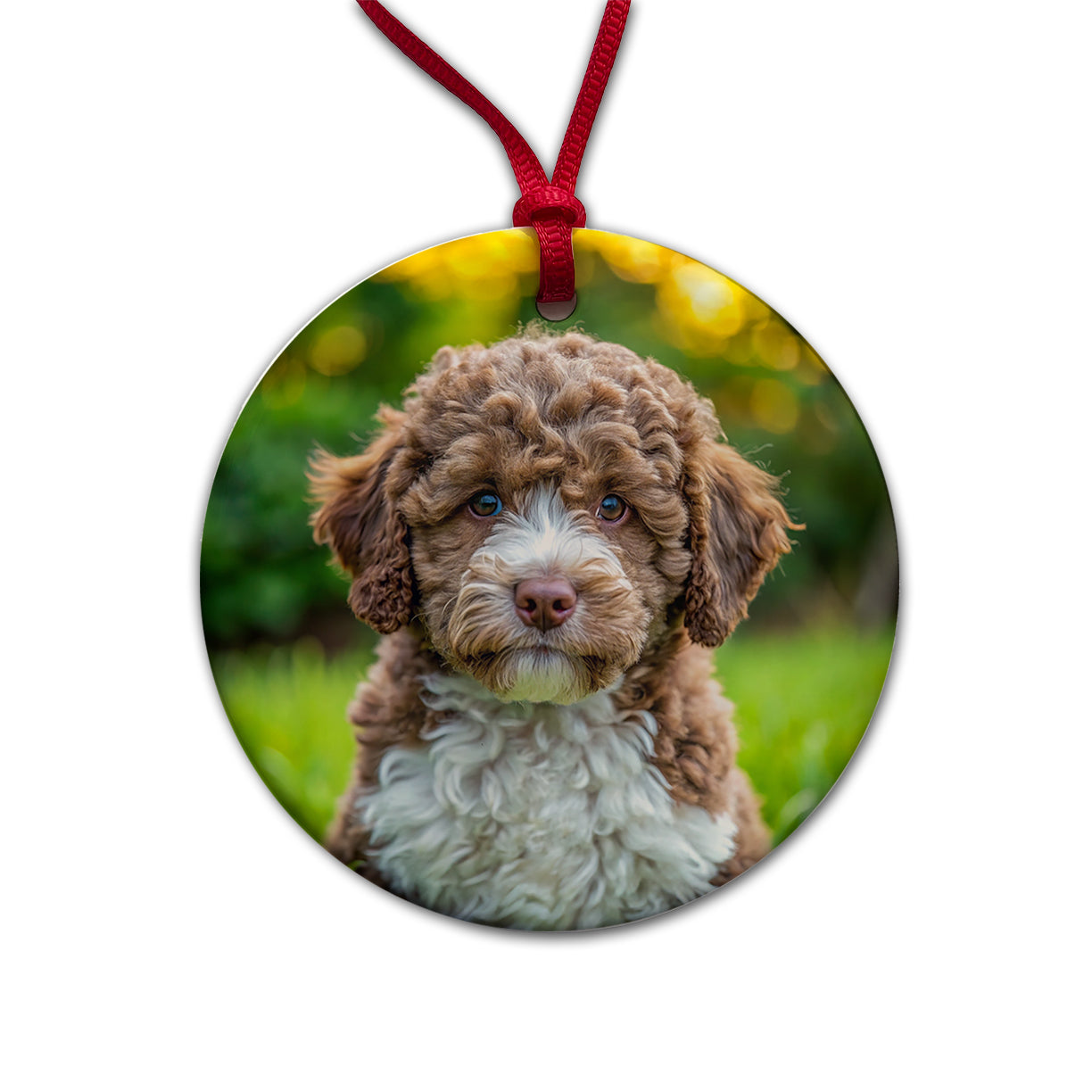 Lagotto Romagnolo Dog Puppy Photo Round Ceramic Holiday Christmas Tree Ornament