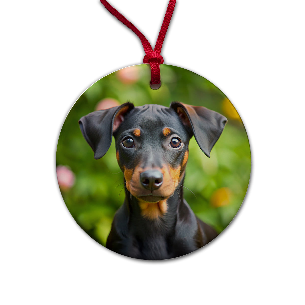 Manchester Terrier Dog Puppy Photo Round Ceramic Holiday Christmas Tree Ornament
