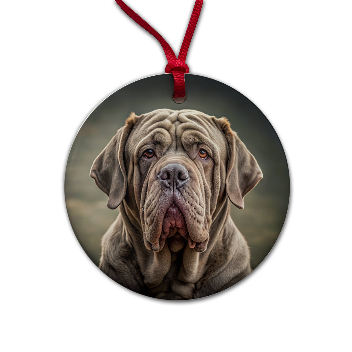 Neapolitan Mastiff Dog Photo Round Ceramic Holiday Christmas Tree Ornament