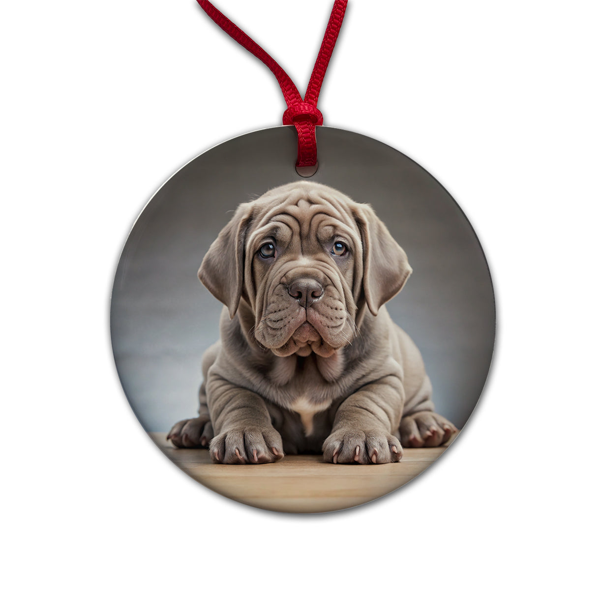 Neapolitan Mastiff Dog Puppy Photo Round Ceramic Holiday Christmas Tree Ornament