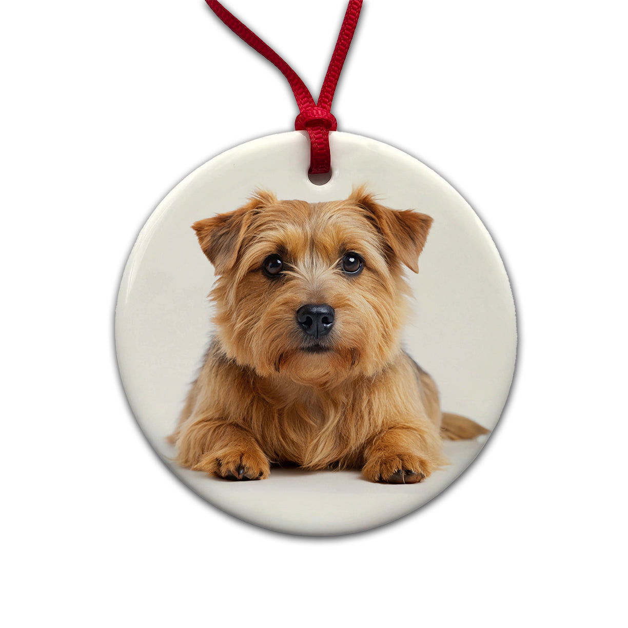 Norfolk Terrier Dog Photo Round Ceramic Holiday Christmas Tree Ornament
