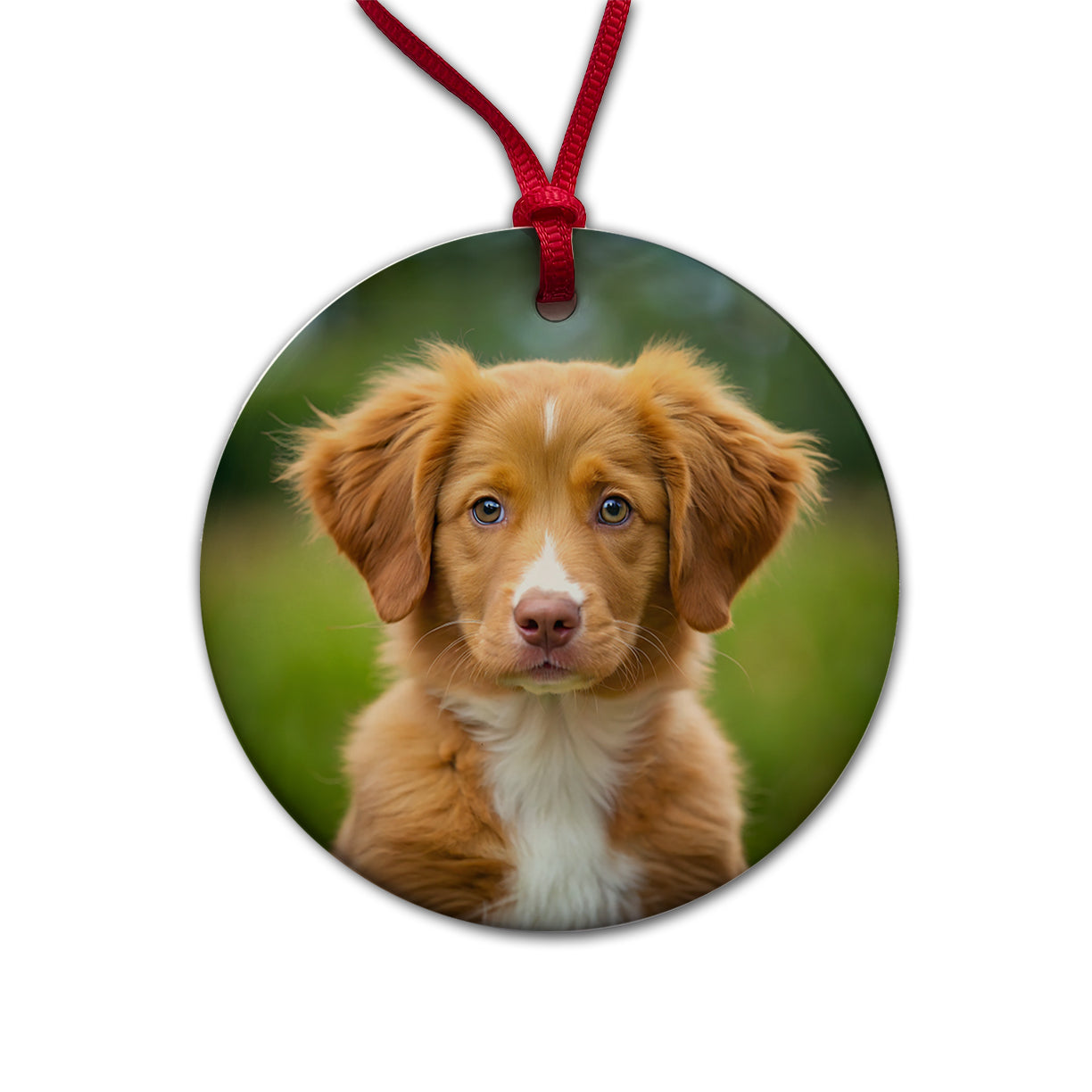Nova Scotia Duck Tolling Retriever Dog Puppy Photo Round Ceramic Holiday Christmas Tree Ornament
