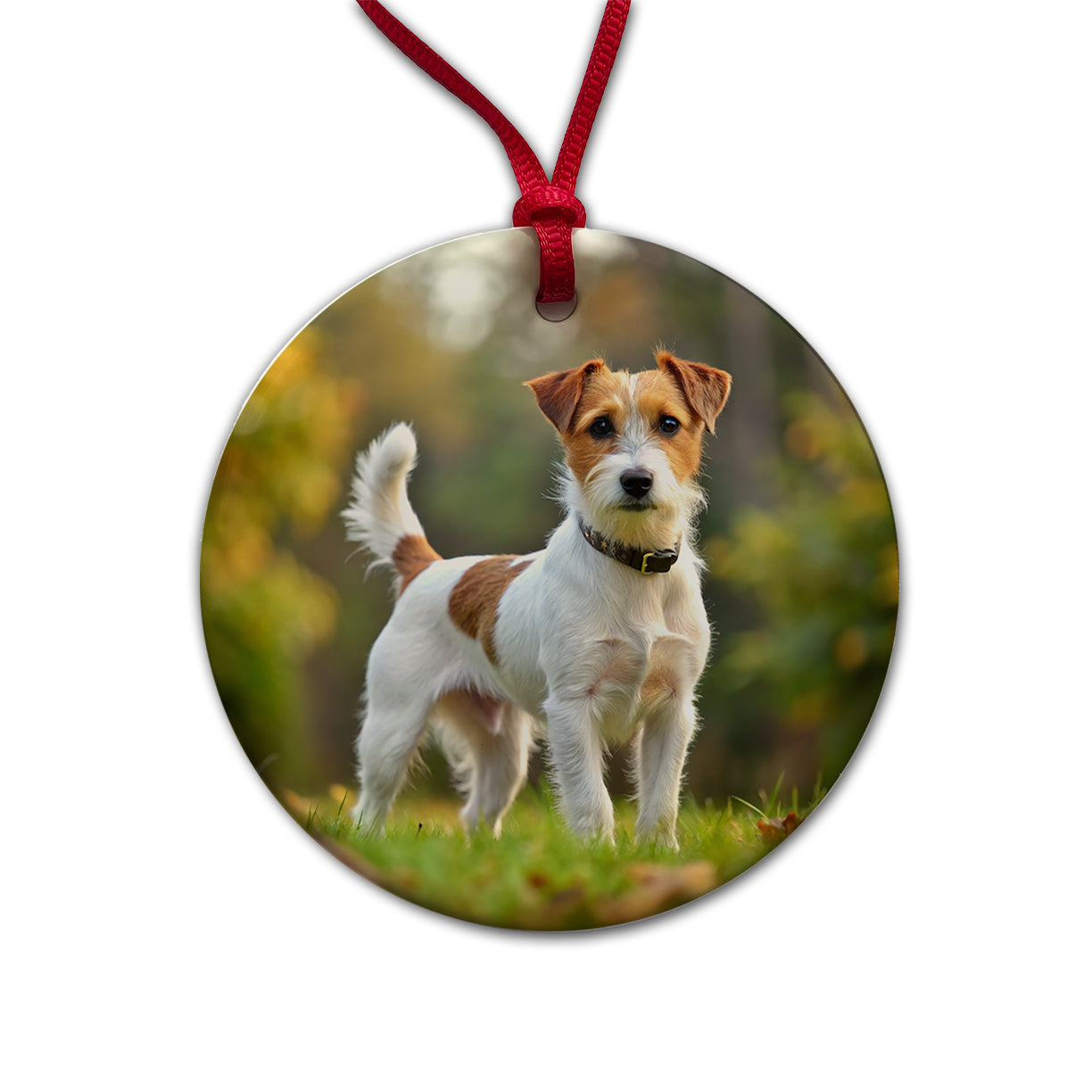 Parson Russell Terrier Dog Photo Round Ceramic Holiday Christmas Tree Ornament