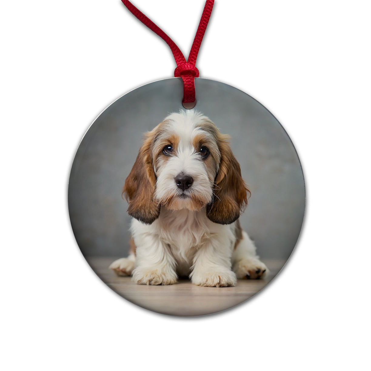 Petit Basset Griffon Vendeen Dog Puppy Photo Round Ceramic Holiday Christmas Tree Ornament