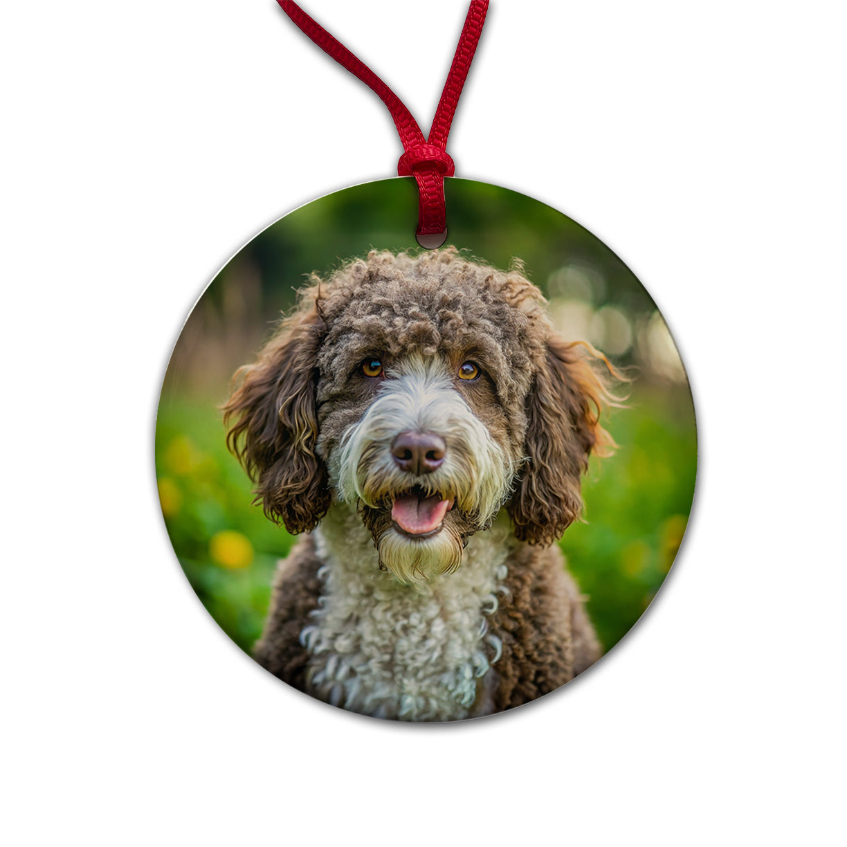 Spanish Water Dog Photo Round Ceramic Holiday Christmas Tree Ornament