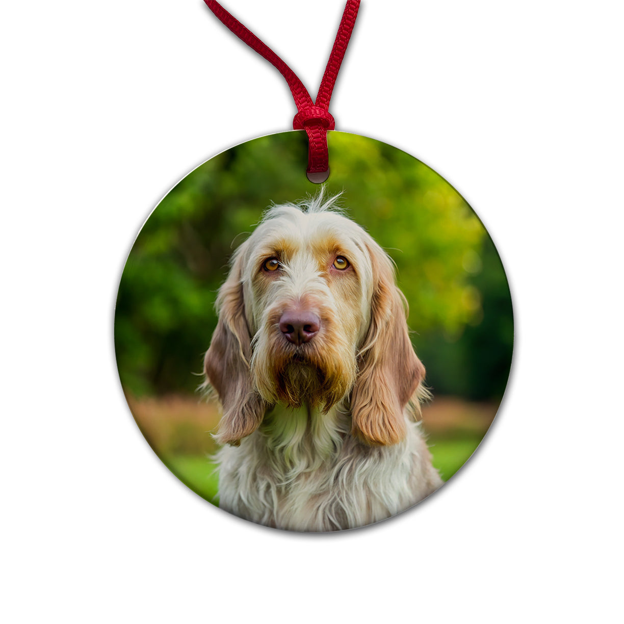 Spinone Italiano Dog Photo Round Ceramic Holiday Christmas Tree Ornament