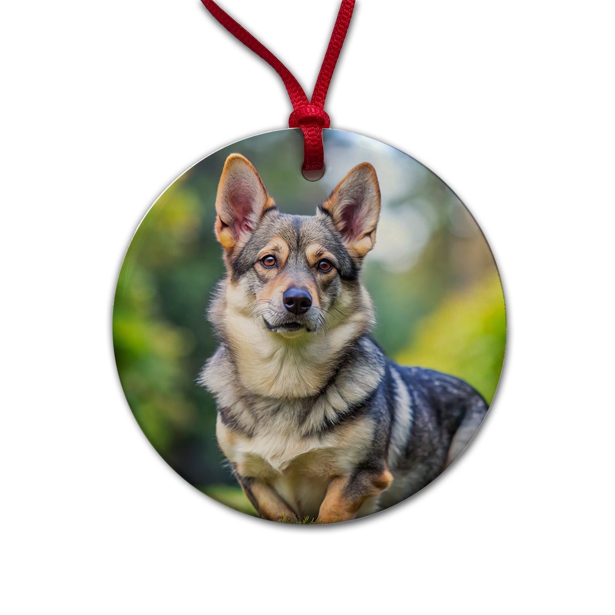 Swedish Vallhund Dog Photo Round Ceramic Holiday Christmas Tree Ornament