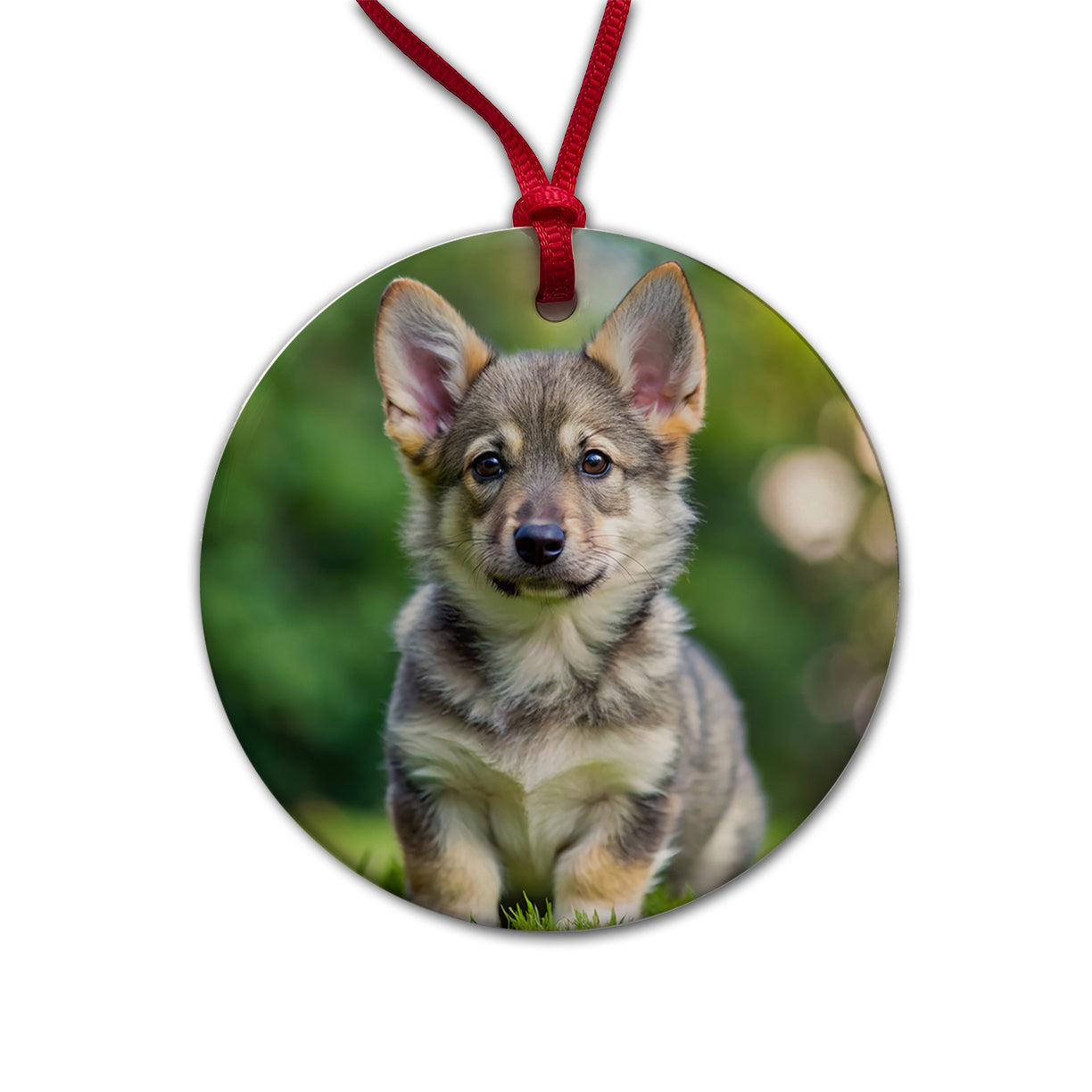 Swedish Vallhund Dog Puppy Photo Round Ceramic Holiday Christmas Tree Ornament