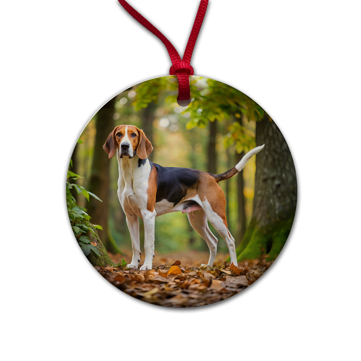 Treeing Walker Coonhound Dog Photo Round Ceramic Holiday Christmas Tree Ornament
