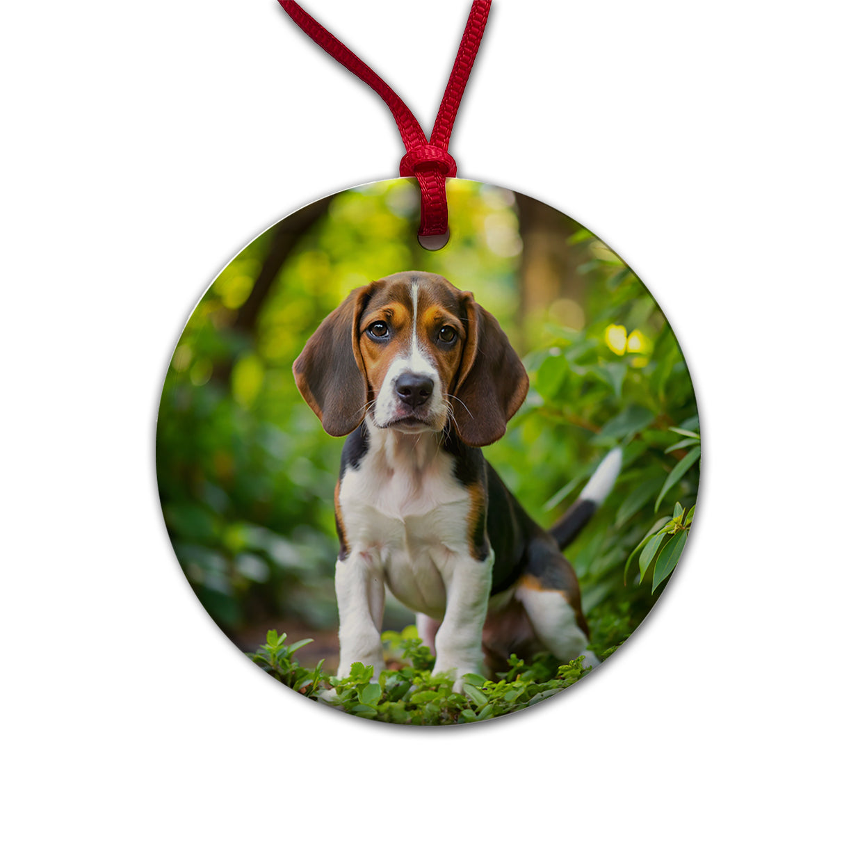 Treeing Walker Coonhound Dog Puppy Photo Round Ceramic Holiday Christmas Tree Ornament