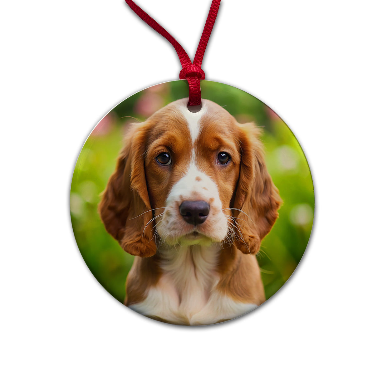 Welsh Springer Spaniel Dog Puppy Photo Round Ceramic Holiday Christmas Tree Ornament