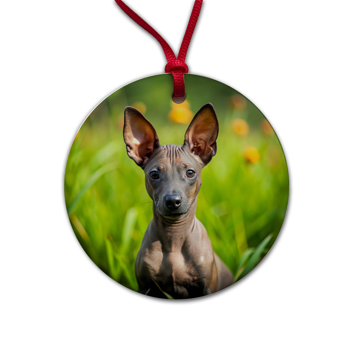 Xoloitzcuintli Xolo Mexican Hairless Dog Puppy Photo Round Ceramic Holiday Christmas Tree Ornament
