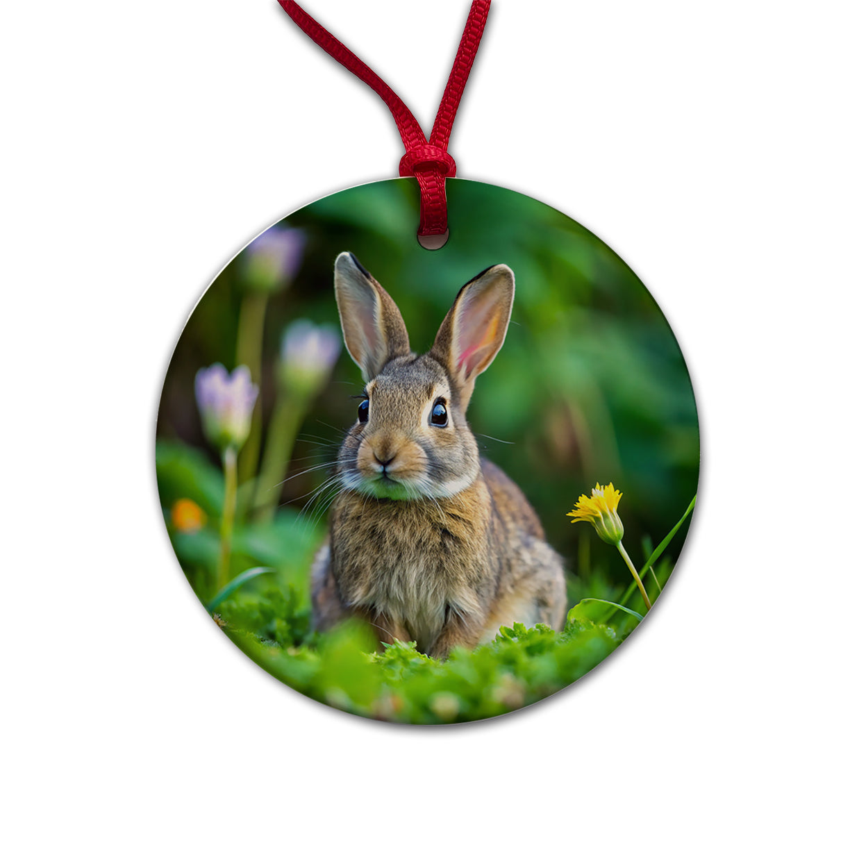 Rabbit Bunny Photo Round Ceramic Holiday Christmas Tree Ornament