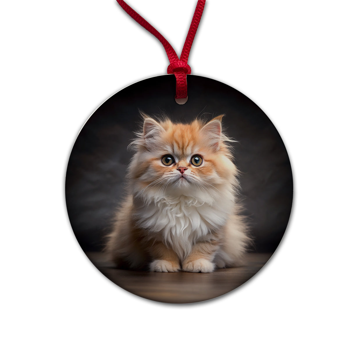 Classic Persian Cat Kitten Photo Round Ceramic Holiday Christmas Tree Ornament