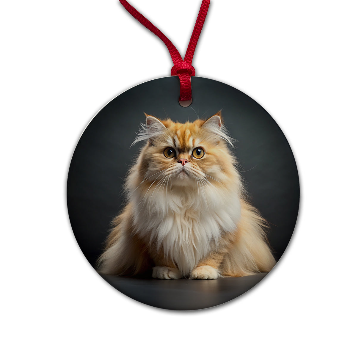Classic Persian Cat Photo Round Ceramic Holiday Christmas Tree Ornament
