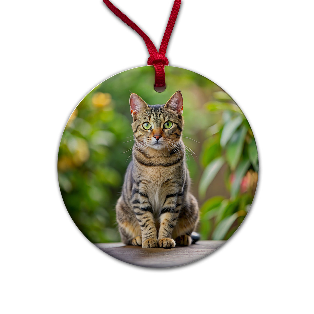 European Shorthair Cat Photo Round Ceramic Holiday Christmas Tree Ornament