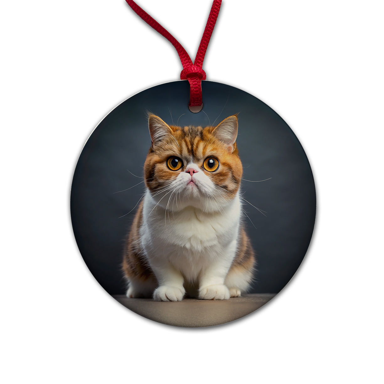 Exotic Shorthair Cat Photo Round Ceramic Holiday Christmas Tree Ornament