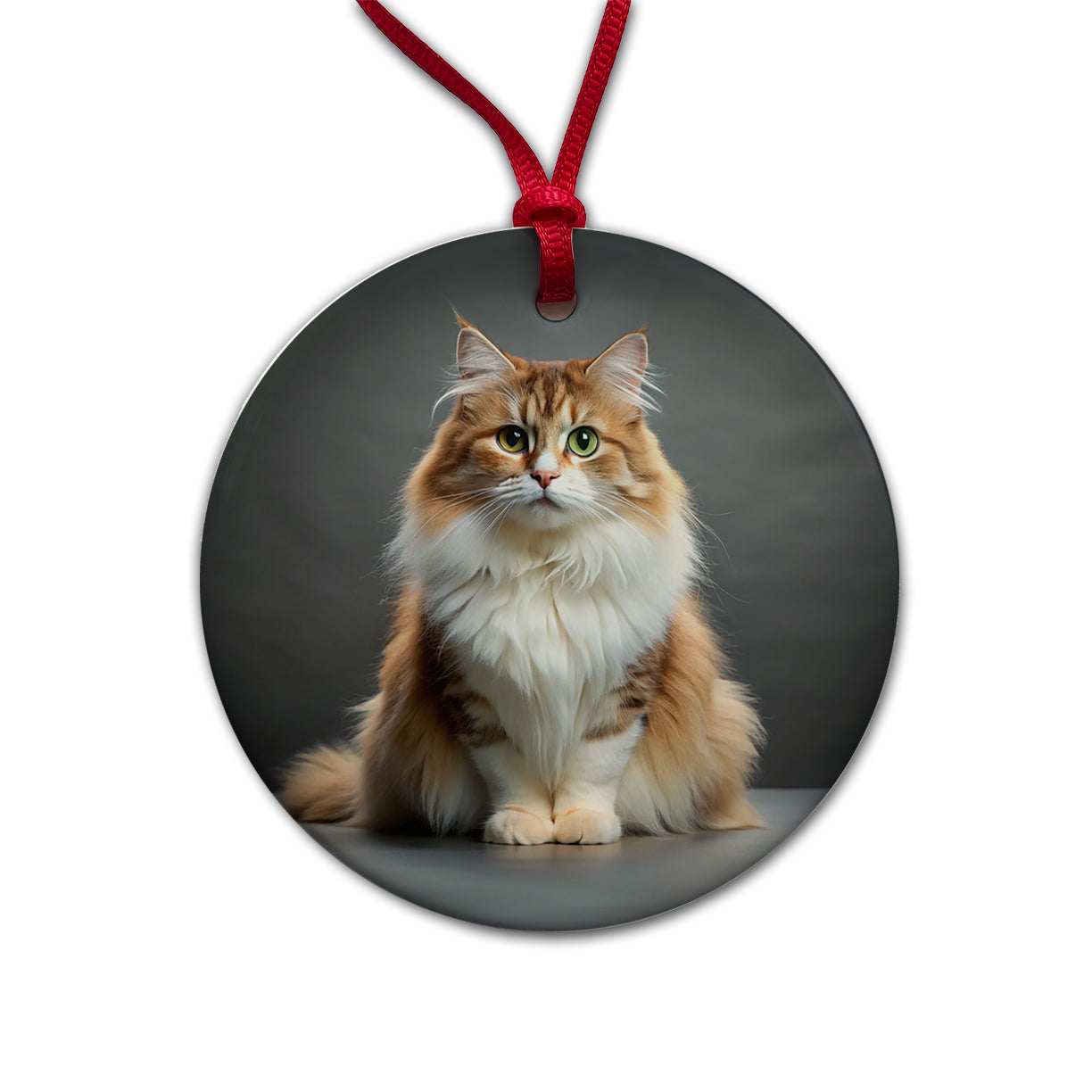 Ragamuffin Cat Photo Round Ceramic Holiday Christmas Tree Ornament