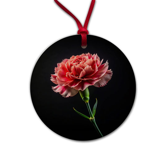 Carnation Flower Photo Round Ceramic Holiday Christmas Tree Ornament