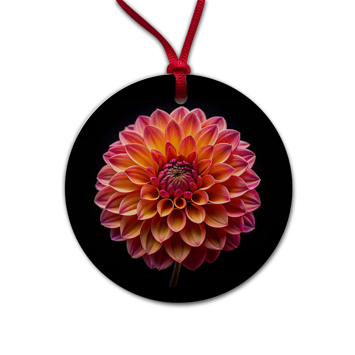 Dahlia Flower Photo Round Ceramic Holiday Christmas Tree Ornament