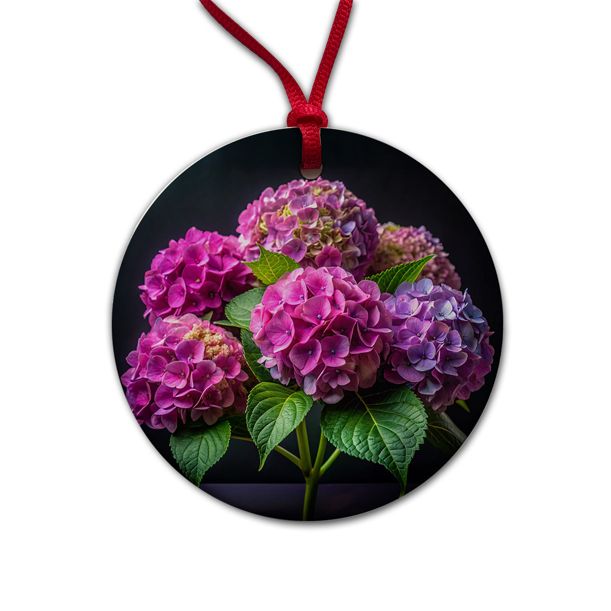 Hydrangea Flowers Photo Round Ceramic Holiday Christmas Tree Ornament