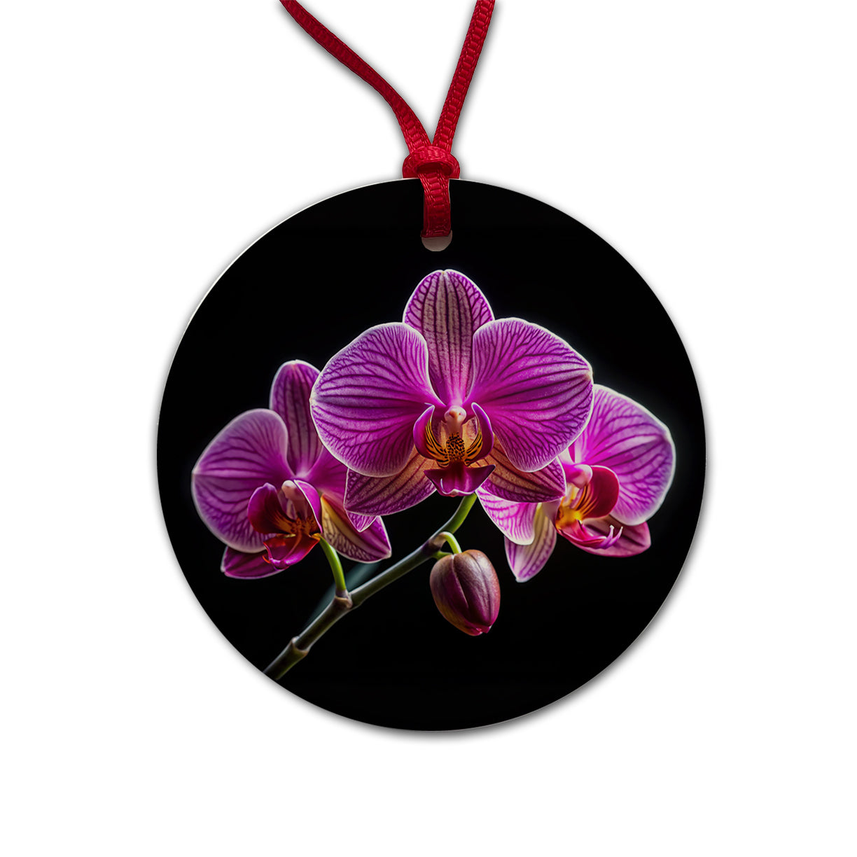 Orchid Flower Photo Round Ceramic Holiday Christmas Tree Ornament