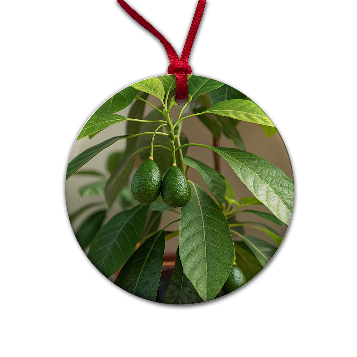 Avocados On Plant Round Ceramic Holiday Christmas Tree Ornament