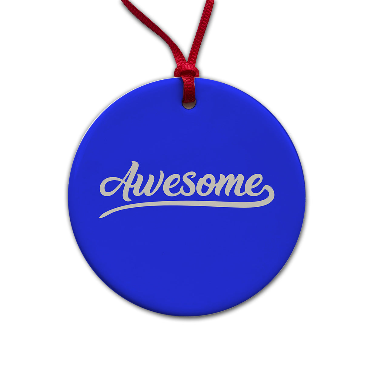 Awesome Blue Round Ceramic Holiday Christmas Tree Ornament