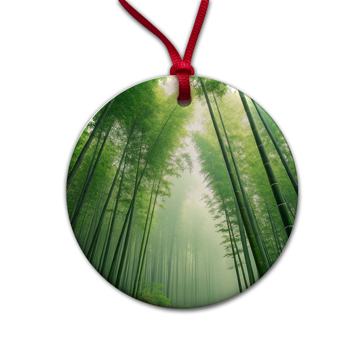 Bamboo Grove Forest Beautiful Round Ceramic Holiday Christmas Tree Ornament