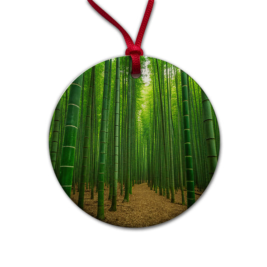 Bamboo Grove Forest Round Ceramic Holiday Christmas Tree Ornament