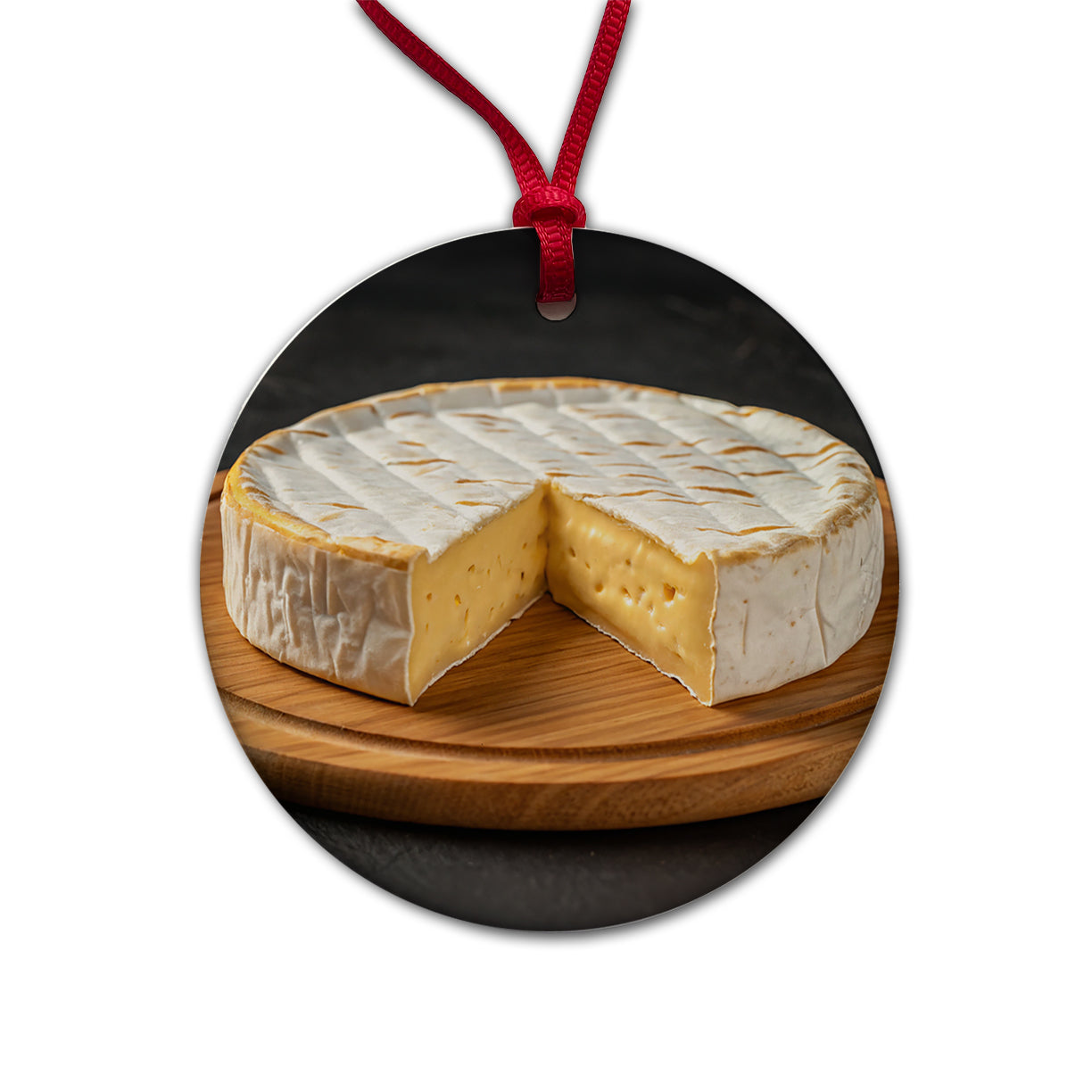 Brie Cheese Wheel Round Ceramic Holiday Christmas Tree Ornament