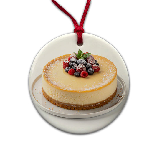 Cheesecake Berries Round Ceramic Holiday Christmas Tree Ornament