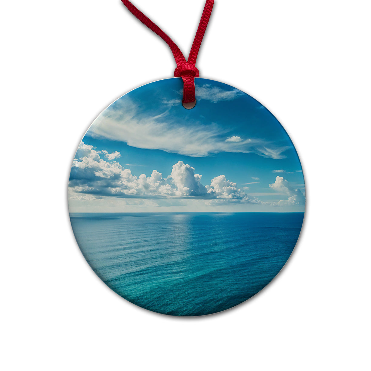 Clean View Just Sea Sky Ocean Round Ceramic Holiday Christmas Tree Ornament