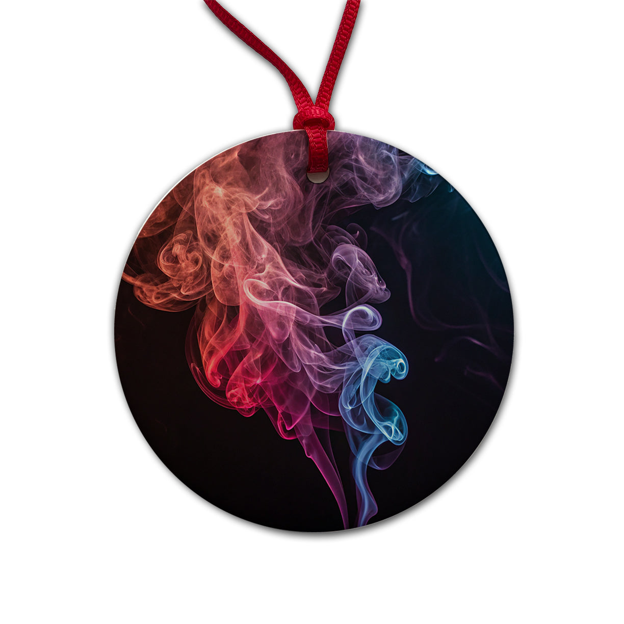 Colorful Smoke Curling Round Ceramic Holiday Christmas Tree Ornament