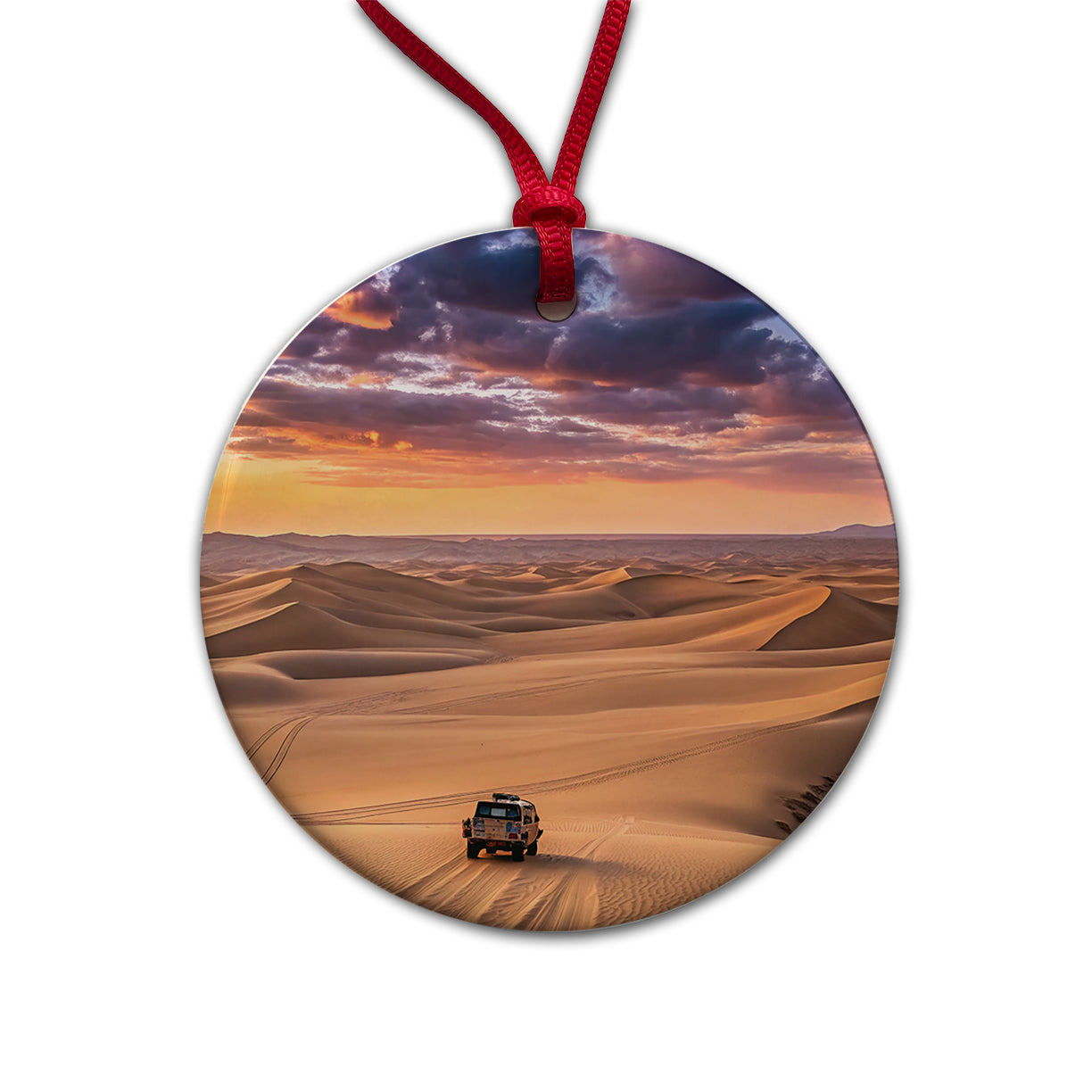 Desert Safari Sand Dunes Round Ceramic Holiday Christmas Tree Ornament