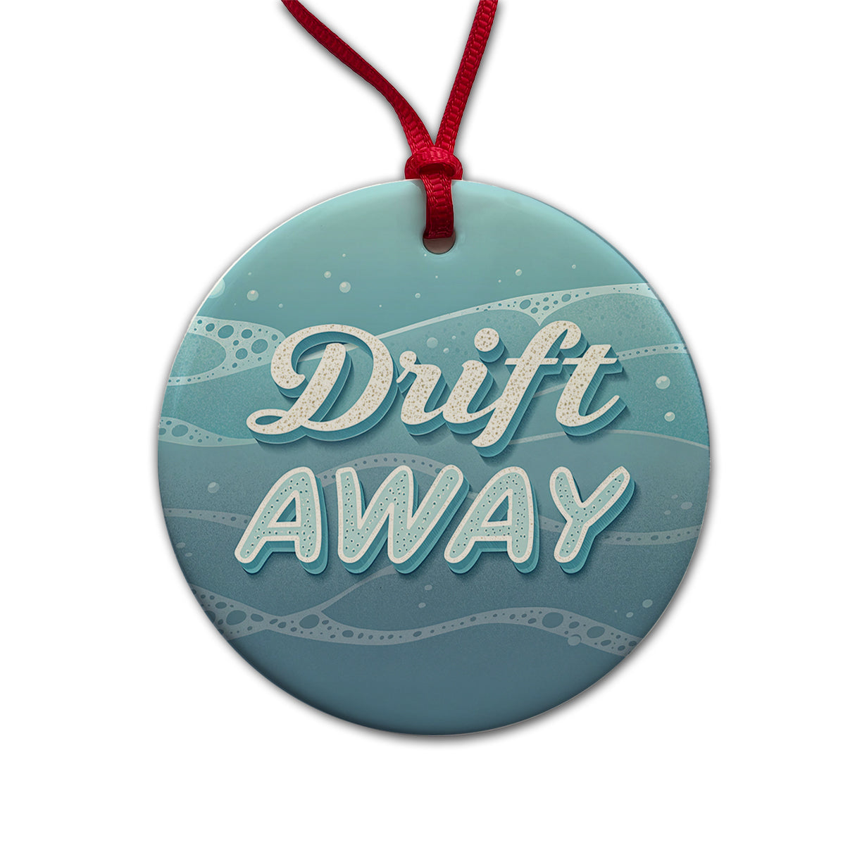 Drift Away Sea Foam Ocean Round Ceramic Holiday Christmas Tree Ornament