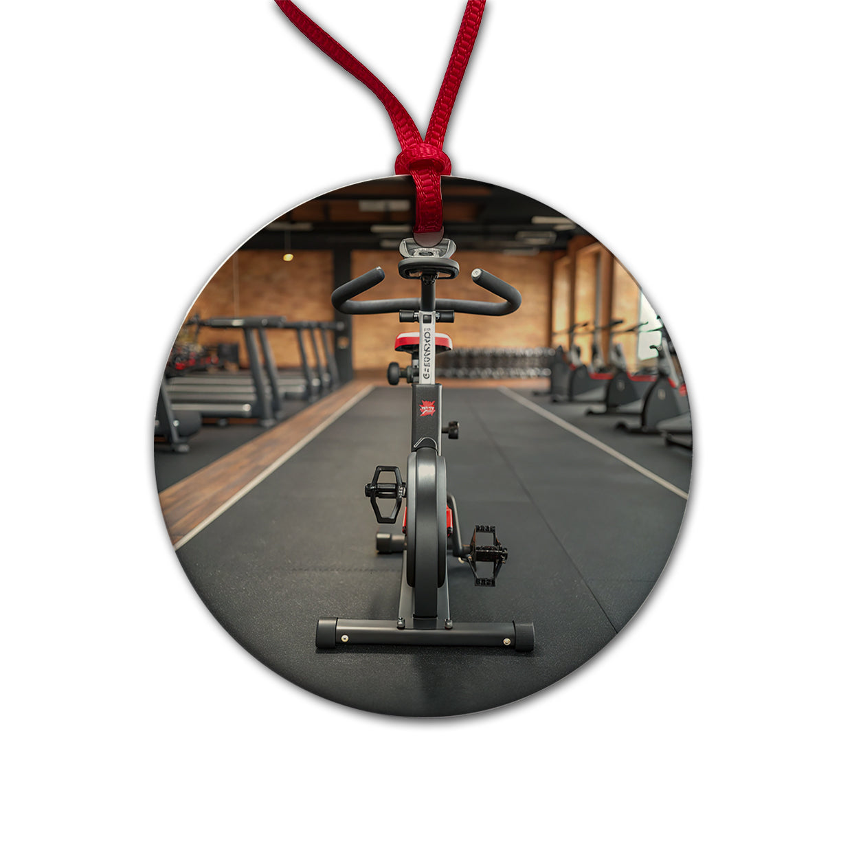 Exercise Bike Cycle Bicycle Round Ceramic Holiday Christmas Tree Ornament