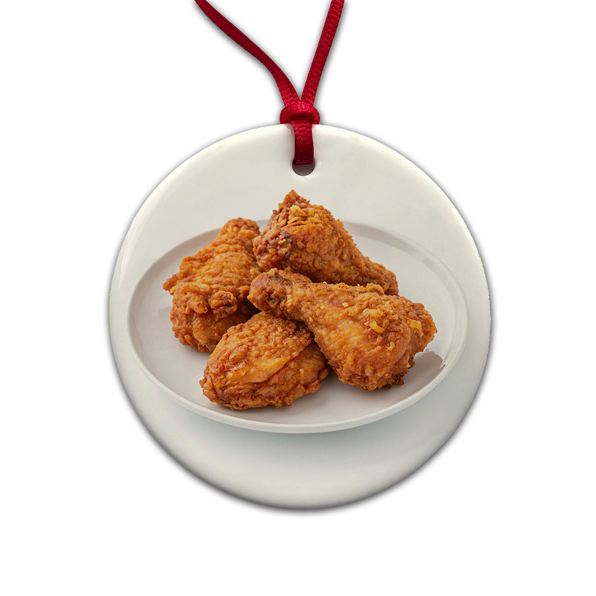 Fried Chicken Wings Round Ceramic Holiday Christmas Tree Ornament
