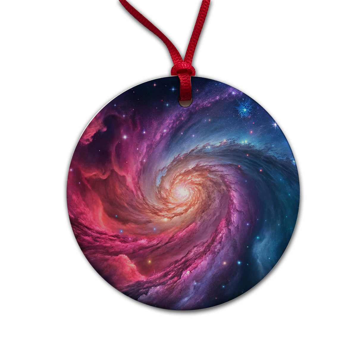 Galaxy Nebula Beautiful Space Stars Round Ceramic Holiday Christmas Tree Ornament