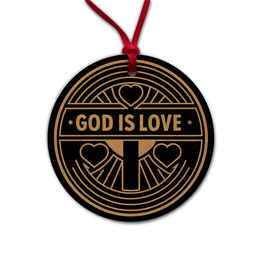 God Is Love Christian Round Ceramic Holiday Christmas Tree Ornament