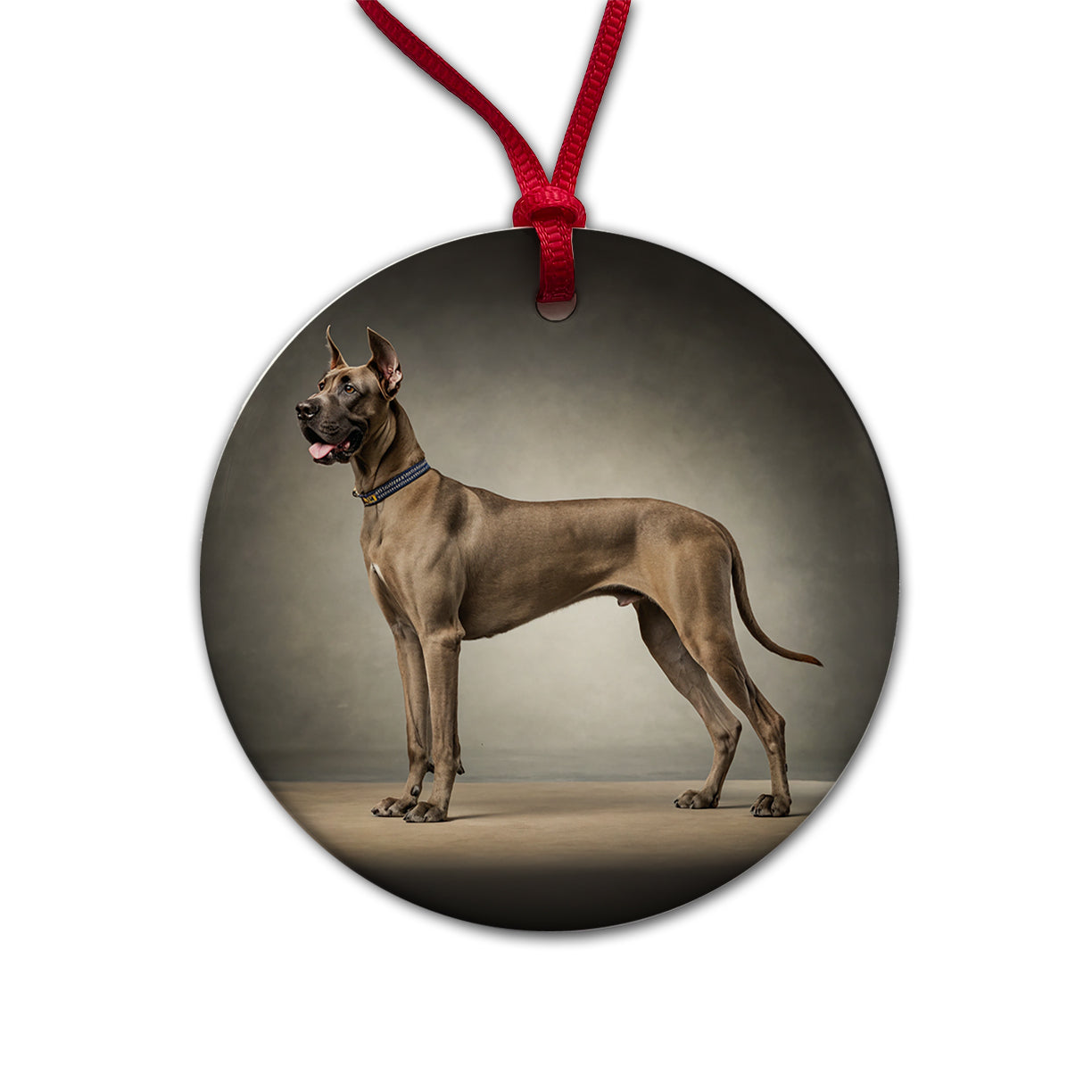 Great Dane Standing Photo Round Ceramic Holiday Christmas Tree Ornament