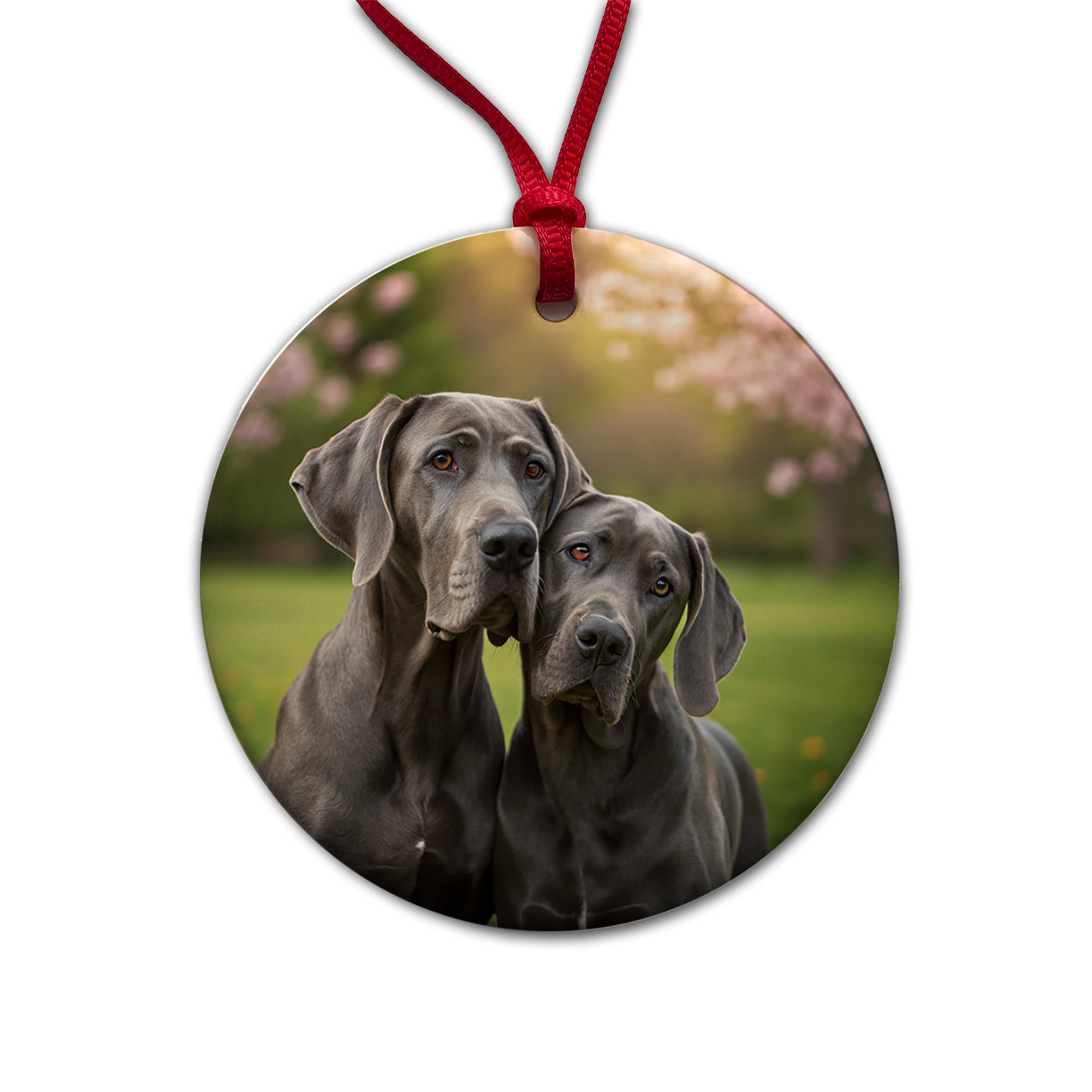 Great Danes In Love Friends Round Ceramic Holiday Christmas Tree Ornament
