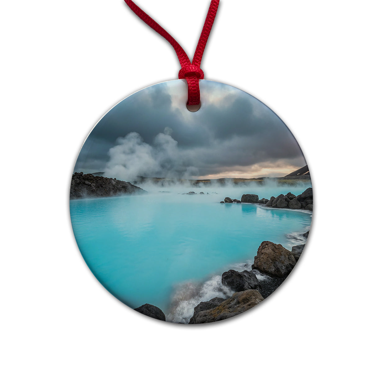 Iceland Blue Lagoon Stunning Round Ceramic Holiday Christmas Tree Ornament