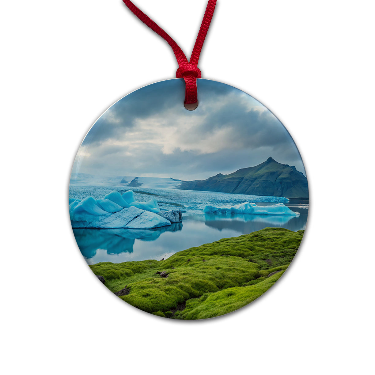 Iceland Nature Round Ceramic Holiday Christmas Tree Ornament