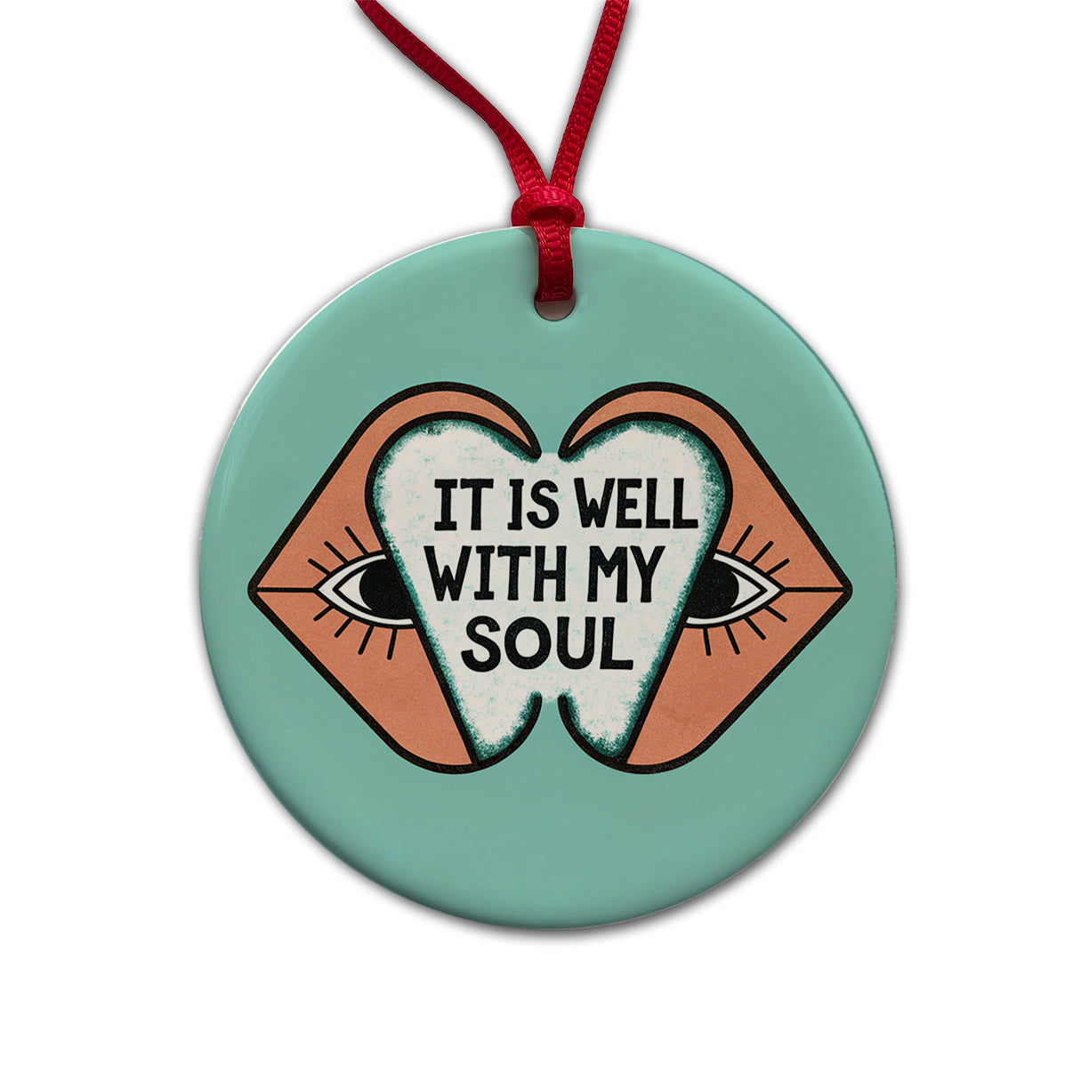 It Is Well With My Soul Bible Verse Round Ceramic Holiday Christmas Tree Ornament